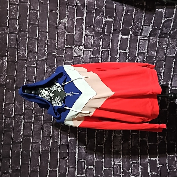 Victoria's Secret Tops - PINK Victoria's Secret Hoodie Pullover size Lg Red/White/Blue & Pink NWT